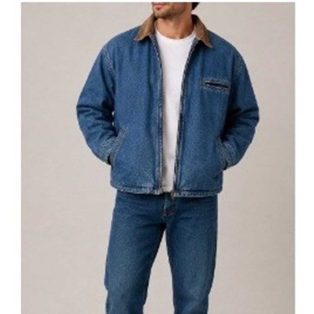 Eagles Ridge Outfitters Men's Blue Quilted Lining Long Denim Jacket Size XL